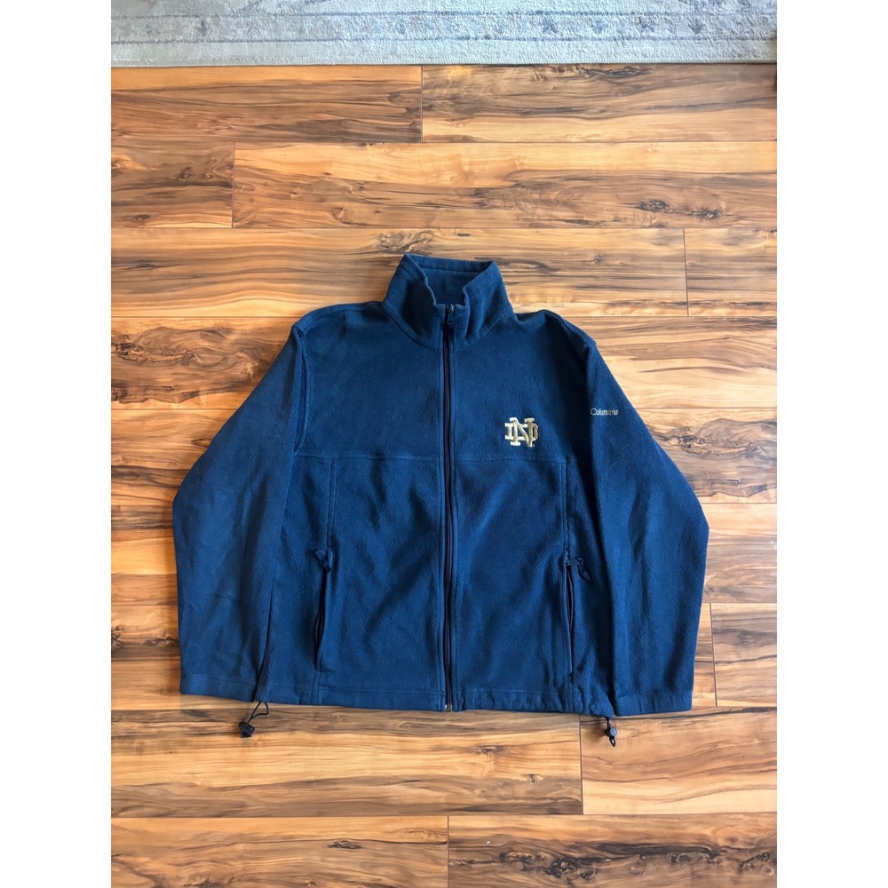 Columbia Mens Notre Dame Fighting Irish Full Zip Fleece Jacket Navy Blue L